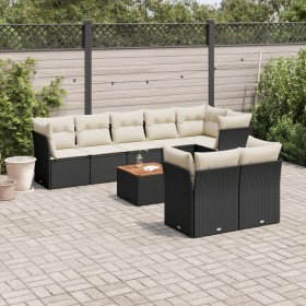 8-teiliges Gartensofa-Set und Kissen aus schwarzem Kunststoff-Rattan. von , Gartensets - Ref: Foro24-3256063, Preis: 551,99 €...