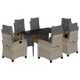 Set comedor jardín 7 pzas y cojines ratán sintético gris claro de , Conjuntos de jardín - Ref: Foro24-3213034, Precio: 960,14...