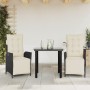 Set comedor de jardín 3 pzas con cojines ratán sintético negro de , Conjuntos de jardín - Ref: Foro24-3213385, Precio: 331,60...