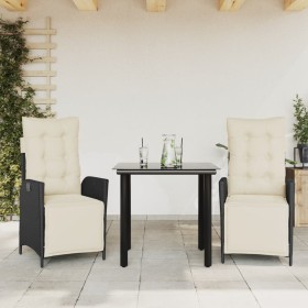 Set comedor de jardín 3 pzas con cojines ratán sintético negro de , Conjuntos de jardín - Ref: Foro24-3213385, Precio: 331,99...