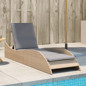 Synthetic rattan sun lounger with beige cushion 60x205x73 cm by , Loungers - Ref: Foro24-368281, Price: 162,59 €, Discount: %