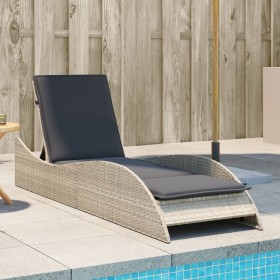 Sun lounger with light gray synthetic rattan cushion 60x205x73 cm by , Loungers - Ref: Foro24-368283, Price: 161,76 €, Discou...