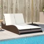 Synthetic rattan sun lounger with brown cushions 114x205x73 cm by , Loungers - Ref: Foro24-368288, Price: 248,84 €, Discount: %