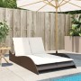 Synthetic rattan sun lounger with brown cushions 114x205x73 cm by , Loungers - Ref: Foro24-368288, Price: 248,84 €, Discount: %