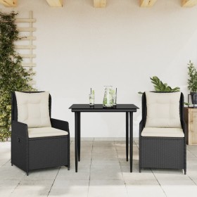 Garten-Essgruppe, 3-teilig, mit schwarzen Kunststoff-Rattan-Kissen. von , Gartensets - Ref: Foro24-3262826, Preis: 294,99 €, ...