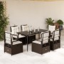 Set comedor de jardín 7 pzas con cojines ratán sintético marrón de , Conjuntos de jardín - Ref: Foro24-3262975, Precio: 752,1...