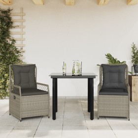 3-piece garden dining set with light gray synthetic rattan cushions by , Garden sets - Ref: Foro24-3263034, Price: 281,99 €, ...