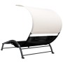 Double sun lounger with black textilene canopy by vidaXL, Loungers - Ref: Foro24-310543, Price: 217,86 €, Discount: %