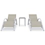 2 aluminum sun loungers with a cream-colored side table by vidaXL, Loungers - Ref: Foro24-310536, Price: 209,14 €, Discount: %