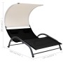 Double sun lounger with black textilene canopy by vidaXL, Loungers - Ref: Foro24-310543, Price: 217,86 €, Discount: %