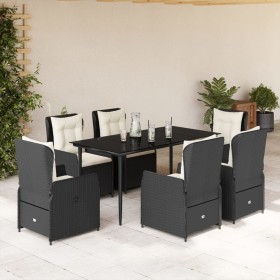 Set de comedor de jardín 7 pzas y cojines ratán sintético negro de , Conjuntos de jardín - Ref: Foro24-3262830, Precio: 735,9...