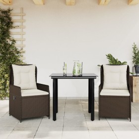 Garten-Essgruppe, 3-teilig, mit braunen Kunststoff-Rattan-Kissen. von , Gartensets - Ref: Foro24-3262847, Preis: 266,99 €, Ra...