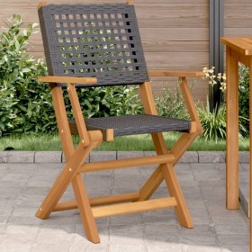 Garden chairs 2 units solid acacia wood and black PE rattan by , Garden chairs - Ref: Foro24-367663, Price: 123,99 €, Discoun...