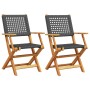 Garden chairs 2 units solid acacia wood and black PE rattan by , Garden chairs - Ref: Foro24-367663, Price: 122,97 €, Discoun...