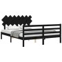 Estructura cama de matrimonio con cabecero madera maciza negro de vidaXL, Camas y somieres - Ref: Foro24-3195295, Precio: 161...