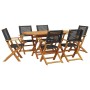 7-piece garden dining set made of black PE rattan and acacia wood by , Garden sets - Ref: Foro24-3281706, Price: 471,60 €, Di...