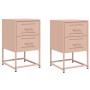 Bedside tables 2 units pink steel 36x39x60.5 cm by , Nightstands - Ref: Foro24-846461, Price: 123,99 €, Discount: %