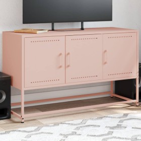 Steel TV stand in pink, 100.5x39x60.5 cm by , TV Furniture - Ref: Foro24-846477, Price: 99,29 €, Discount: %