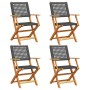 Folding garden chairs 6 pcs solid wood and black PE rattan by , Garden chairs - Ref: Foro24-3214556, Price: 240,57 €, Discoun...