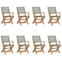 Folding garden chairs 8 pcs solid wood and gray PE rattan by , Garden chairs - Ref: Foro24-3214561, Price: 534,18 €, Discount: %