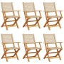 Folding garden chairs 6 pcs solid wood and beige PE rattan by , Garden chairs - Ref: Foro24-3214563, Price: 401,36 €, Discoun...