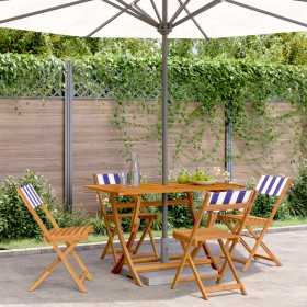 Reclining garden chairs 4 units solid wood blue white fabric by , Garden chairs - Ref: Foro24-3214625, Price: 165,99 €, Disco...