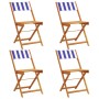 Reclining garden chairs 4 units solid wood blue white fabric by , Garden chairs - Ref: Foro24-3214625, Price: 165,99 €, Disco...