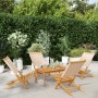 Folding garden chairs 4 pcs solid wood and beige fabric by , Garden chairs - Ref: Foro24-3214646, Price: 205,65 €, Discount: %