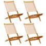 Folding garden chairs 4 pcs solid wood and beige fabric by , Garden chairs - Ref: Foro24-3214646, Price: 205,65 €, Discount: %