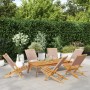 Folding garden chairs 6 pcs solid wood and taupe fabric by , Garden chairs - Ref: Foro24-3214644, Price: 297,32 €, Discount: %