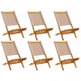 Folding garden chairs 6 pcs solid wood and taupe fabric by , Garden chairs - Ref: Foro24-3214644, Price: 297,32 €, Discount: %