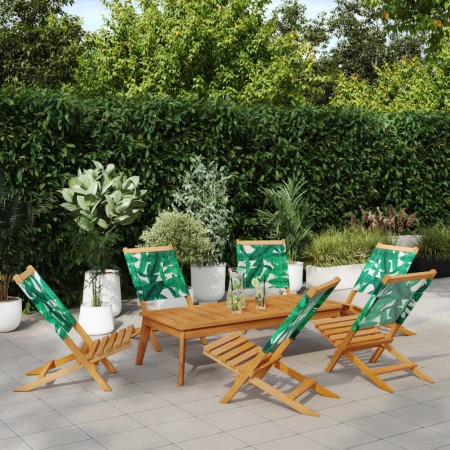 6 verstellbare Gartenstühle aus Massivholz und grünem Stoff von , Gartenstühle - Ref: Foro24-3214650, Preis: 302,99 €, Rabatt: %