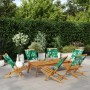 6 verstellbare Gartenstühle aus Massivholz und grünem Stoff von , Gartenstühle - Ref: Foro24-3214650, Preis: 303,53 €, Rabatt: %