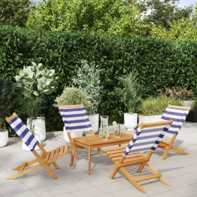 Reclining garden chairs 4 units solid wood blue white fabric by , Garden chairs - Ref: Foro24-3214652, Price: 206,99 €, Disco...