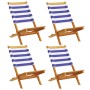 Reclining garden chairs 4 units solid wood blue white fabric by , Garden chairs - Ref: Foro24-3214652, Price: 205,40 €, Disco...