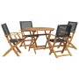 Set de comedor de jardín 5 pzas ratán PE madera maciza negro de , Conjuntos de jardín - Ref: Foro24-3281814, Precio: 333,96 €...