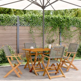 5-piece garden dining set made of gray solid wood PE rattan by , Garden sets - Ref: Foro24-3281695, Price: 364,98 €, Discount: %