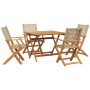 Set de comedor de jardín 5 pzas ratán PE madera maciza beige de , Conjuntos de jardín - Ref: Foro24-3281828, Precio: 383,36 €...