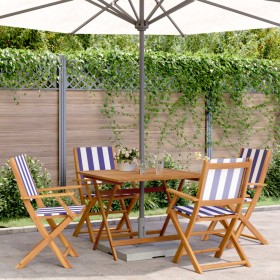 5-piece garden dining set, solid wood with blue and white fabric. by , Garden sets - Ref: Foro24-3281837, Price: 308,51 €, Di...