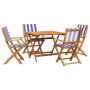 5-piece garden dining set, solid wood with blue and white fabric. by , Garden sets - Ref: Foro24-3281837, Price: 308,51 €, Di...