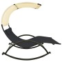 Double sun lounger with black and cream textilene awning by vidaXL, Loungers - Ref: Foro24-310547, Price: 209,31 €, Discount: %