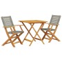 3-teiliges Bistro-Set aus grauem PE-Rattan und Massivholz von , Gartensets - Ref: Foro24-3281875, Preis: 208,54 €, Rabatt: %