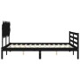 Double bed frame with black solid wood headboard by vidaXL, Beds and slatted bases - Ref: Foro24-3195295, Price: 161,86 €, Di...