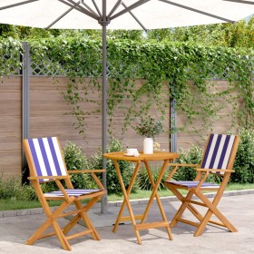 3-teiliges Bistro-Set aus Stoff und massivem Holz in Blau und Weiß. von , Gartensets - Ref: Foro24-3281861, Preis: 160,99 €, ...