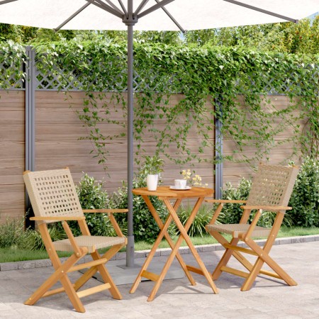 3-teiliges Bistro-Set aus PE-Rattan und massivem Holz in Beige von , Gartensets - Ref: Foro24-3281792, Preis: 188,49 €, Rabat...