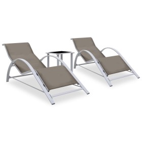 Loungers with table 2 units taupe gray aluminum by vidaXL, Loungers - Ref: Foro24-310538, Price: 183,99 €, Discount: %