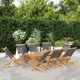 Folding garden chairs 8 pcs solid acacia wood gray by , Garden chairs - Ref: Foro24-3214633, Price: 414,98 €, Discount: %