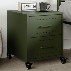 Bedside table in olive green steel, 36x39x43.5 cm by , Nightstands - Ref: Foro24-846634, Price: 72,99 €, Discount: %