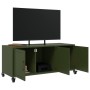 TV stand made of cold-rolled steel in olive green, measuring 100.5x39x43.5 cm. by , TV Furniture - Ref: Foro24-846648, Price:...