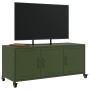 TV stand made of cold-rolled steel in olive green, measuring 100.5x39x43.5 cm. by , TV Furniture - Ref: Foro24-846648, Price:...